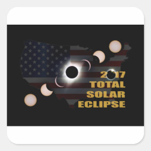 Sticker Carré 2017 phases totales d'éclipse solaire