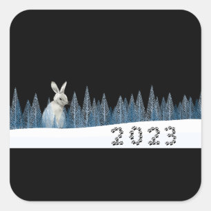 Sticker Carré 2023, Année Du Lapin, Nouvel An Chinois