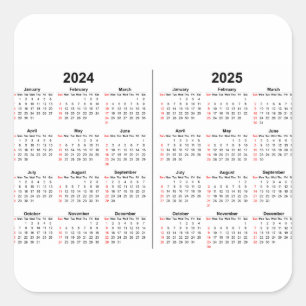 Sticker Carré 2024 2025 Calendrier 2 an noir blanc
