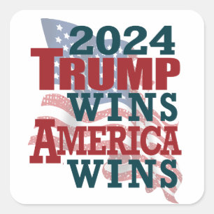 Sticker Carré 2024 Trump gagne - l'Amérique gagne