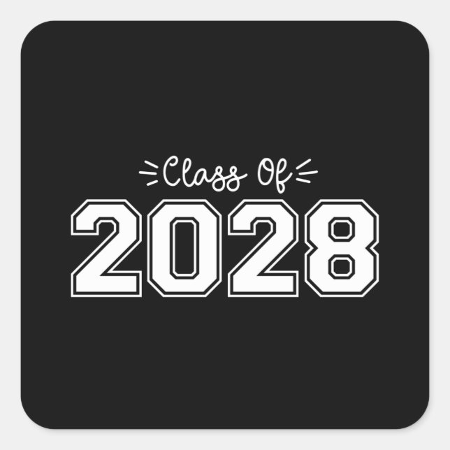 Sticker Carré 2028 seniors, Classe de 2028 Graduation (Devant)