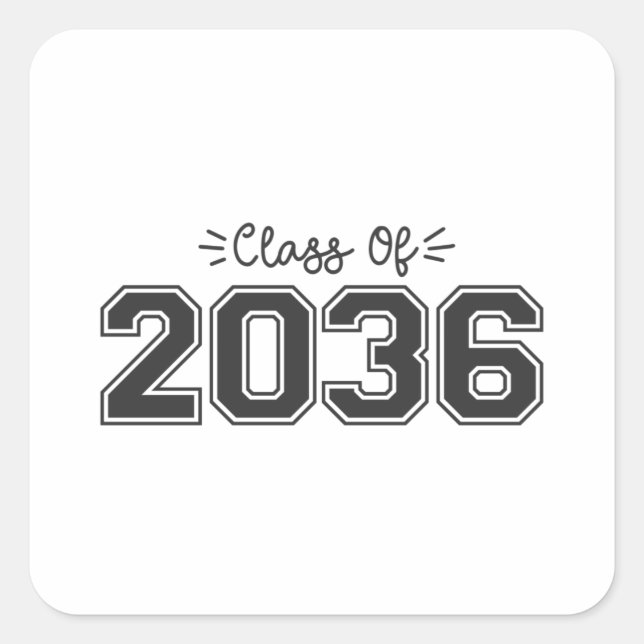 Sticker Carré 2036 seniors, Classe de 2036 Graduation (Devant)