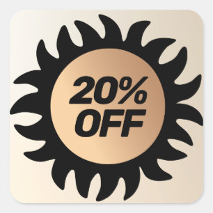 Sticker Carré 20% DE RABAIS sur le bon de réduction client