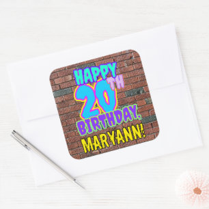 Sticker Carré 20e anniversaire - Amusant, Graffiti urbain inspir