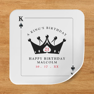 Sticker Carré 21e Anniversaire King of Spades Casino Poker Card