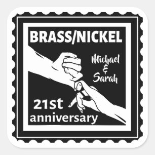 Sticker Carré 21e anniversaire mariage laiton nickel traditionne