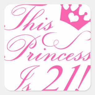 Sticker Carré 21e anniversaire Princesse