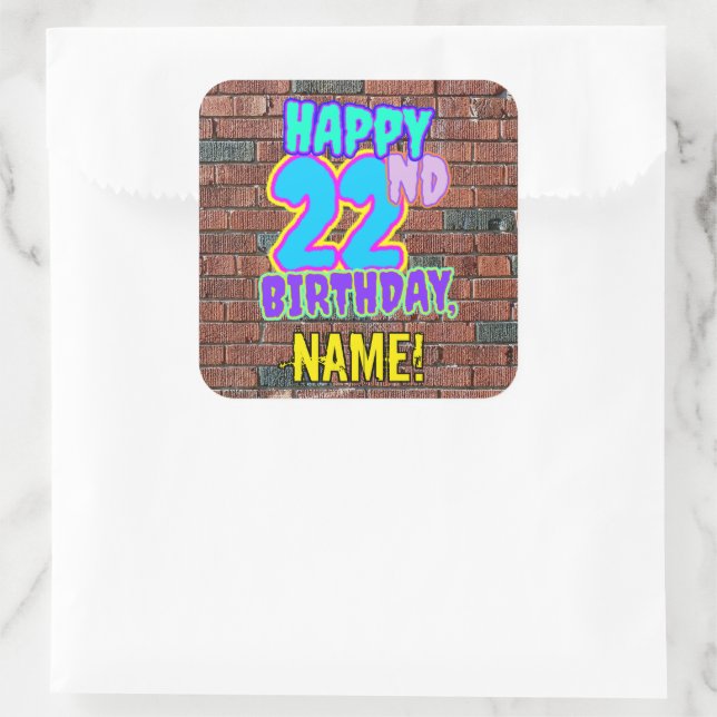 Sticker Carré 22e anniversaire - Amusant, Graffiti urbain inspir (Sac)