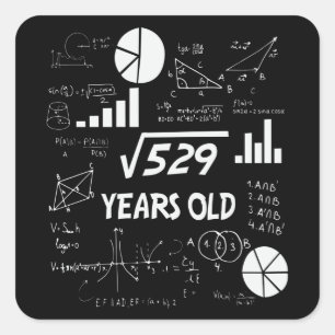 Sticker Carré 23 ans Enseignant des mathématiques Anniversaires 