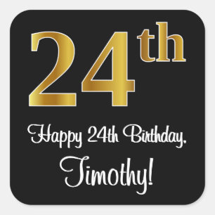 Sticker Carré 24e anniversaire - Elégant luxe Faux Gold Look #