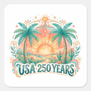 Sticker Carré 250e anniversaire d'Amérique USA Palm Beach