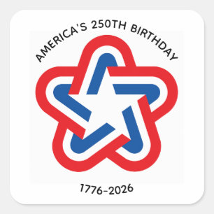 Sticker Carré 250e anniversaire de l'Amérique 1776-2026 Rouge Bl