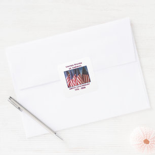 Sticker Carré 250e anniversaire USA Patriotic Flags Premium