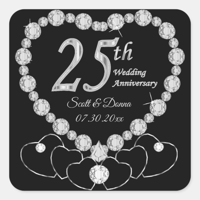 Sticker Carré 25e anniversaire du Mariage d'argent (Devant)