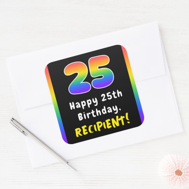 Sticker Carré 25e anniversaire : Rainbow Spectrum # 25, Nom pers (Enveloppe)