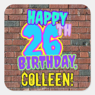 Sticker Carré 26e anniversaire - Amusant, Graffiti urbain inspir