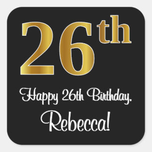 Sticker Carré 26e anniversaire - Elégant luxe Faux Gold Look #