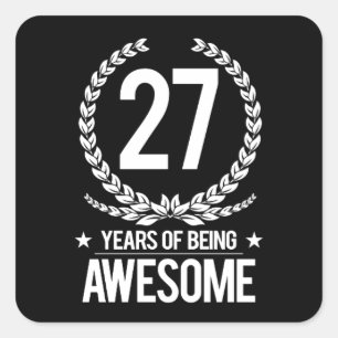 Sticker Carré 27e anniversaire (27 ans d'être génial)