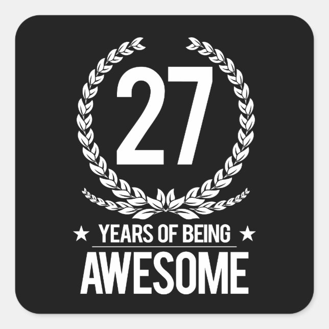 Sticker Carré 27e anniversaire (27 ans d'être génial) (Devant)