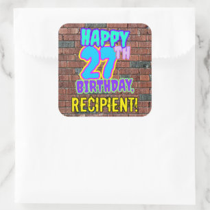 Sticker Carré 27e anniversaire - Amusant, Graffiti urbain inspir