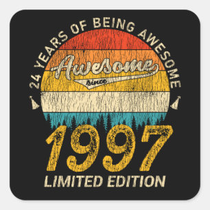 Sticker Carré 28 Ans Anniversaire Retro Awesome 28e anniversaire