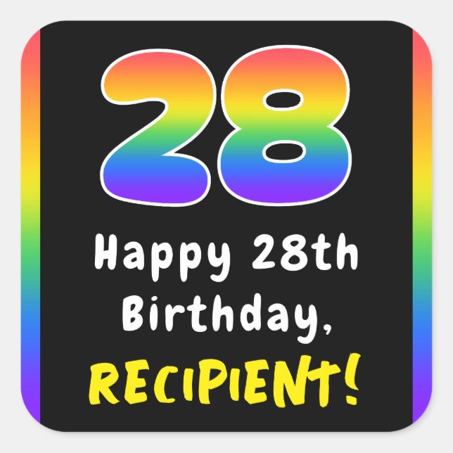Sticker Carré 28e anniversaire : Rainbow Spectrum # 28, Nom pers (Devant)