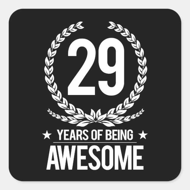 Sticker Carré 29e anniversaire (29 ans d'être génial) (Devant)