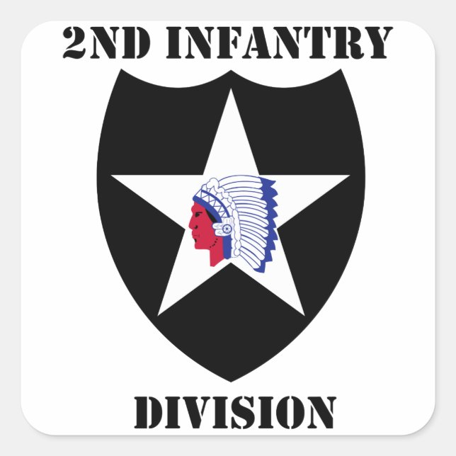 Sticker Carré 2e Division d'infanterie avec texte (Devant)