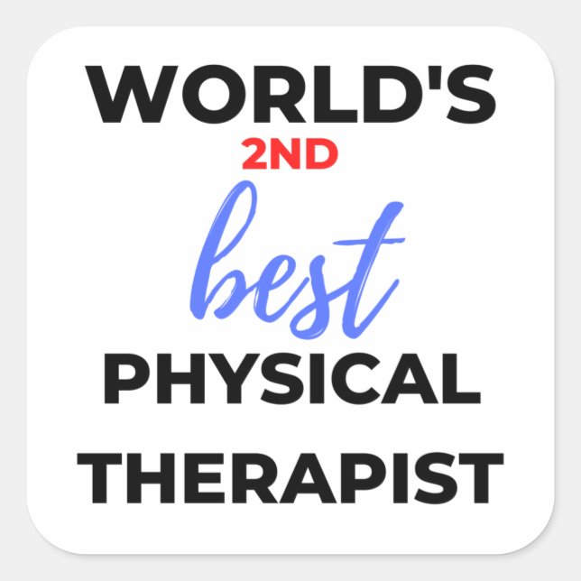 Sticker Carré 2e meilleur physiothérapeute au monde 2 (Devant)