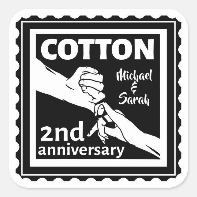 Sticker Carré 2nd Wedding anniversary Holding hands (Devant)