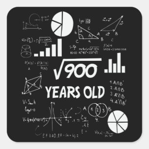 Sticker Carré 30 ans Enseignant des mathématiques Anniversaires