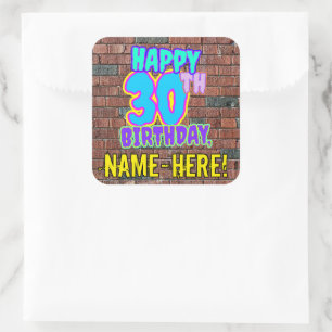 Sticker Carré 30e anniversaire - Amusant, Graffiti urbain inspir