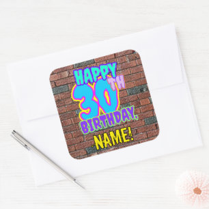 Sticker Carré 30e anniversaire - Amusant, Graffiti urbain inspir