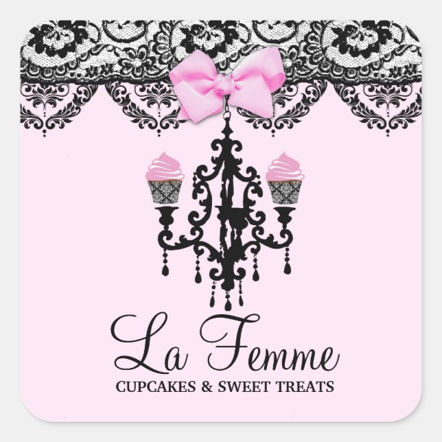 Sticker Carré 311 La Femme Gâteaux Rose Deux (Devant)