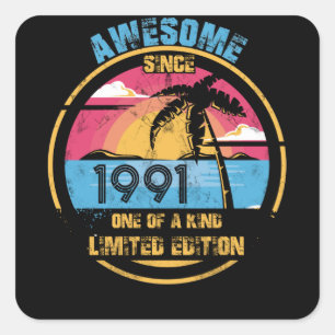 Sticker Carré 31 ans Awesome depuis 1991 31e anniversaire