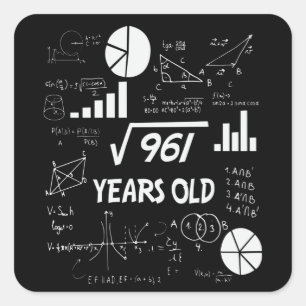 Sticker Carré 31 ans Enseignant des mathématiques Anniversaires 
