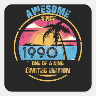 Sticker Carré 32 ans Awesome depuis 1990 32e anniversaire