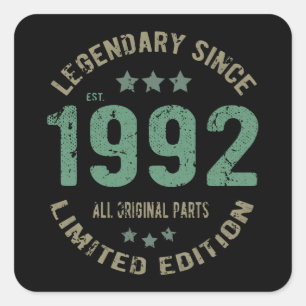Sticker Carré 33 ans Anniversaire Légende 33e anniversaire Cadea