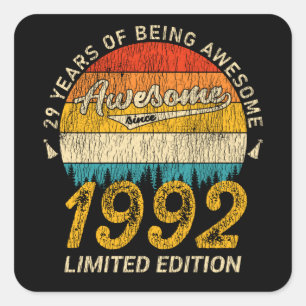 Sticker Carré 33 Ans Anniversaire Retro Awesome 33e anniversaire