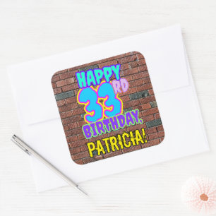 Sticker Carré 33e anniversaire - Amusant, Graffiti urbain inspir
