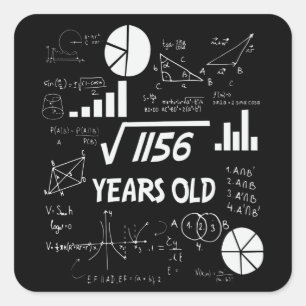 Sticker Carré 34 ans Enseignant des mathématiques Anniversaires 
