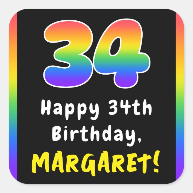 Sticker Carré 34e anniversaire : Rainbow Spectrum # 34, Nom pers (Devant)