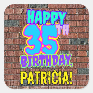 Sticker Carré 35e anniversaire - Amusant, Graffiti urbain inspir