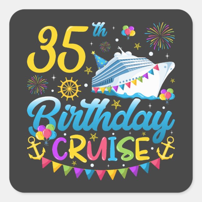 Sticker Carré 35e anniversaire Croisière B-Day Party (Devant)