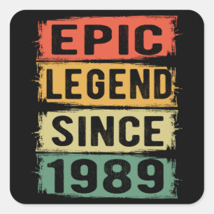 Sticker Carré 36 ans Vieux Anniversaire Epic Légende 36e anniver