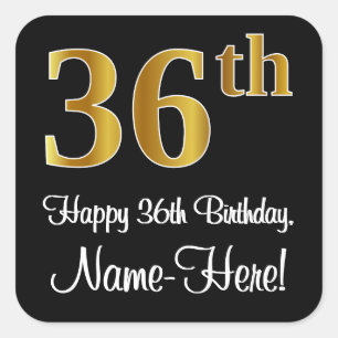 Sticker Carré 36e anniversaire - Elégant luxe Faux Gold Look #