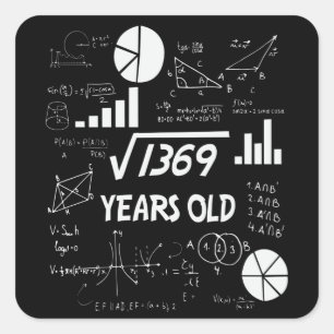 Sticker Carré 37 ans Enseignant des mathématiques Anniversaires