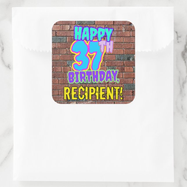 Sticker Carré 37e anniversaire - Amusant, Graffiti urbain inspir (Sac)
