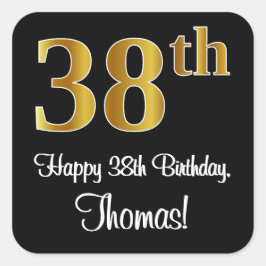 Sticker Carré 38e anniversaire - Elégant luxe Faux Gold Look #