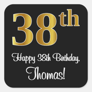 Sticker Carré 38e anniversaire - Elégant Luxueux Faux Gold Look